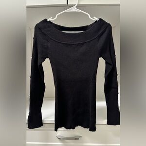 White House Black Market Off-the-Shoulder Black Sweater With Sequins